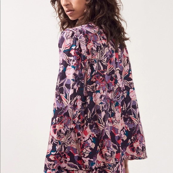 NEW Suncoo Paris Floral Top Lucil Pink Rayon Printer Blouse T1 Size Small S - Picture 3 of 10